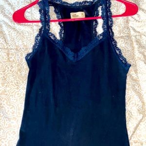 Navy Blue Lace Racer back tank top